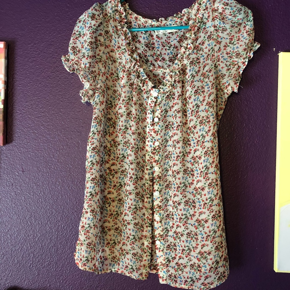 Ruffled and Floral Blouse